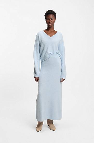 Пола BOSS Knitted Skirt with Logo Charm Синьо | 50548955, 1