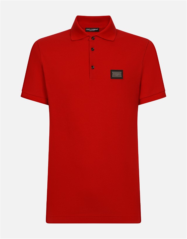 Cotton Piqué Polo-shirt With Branded Tag