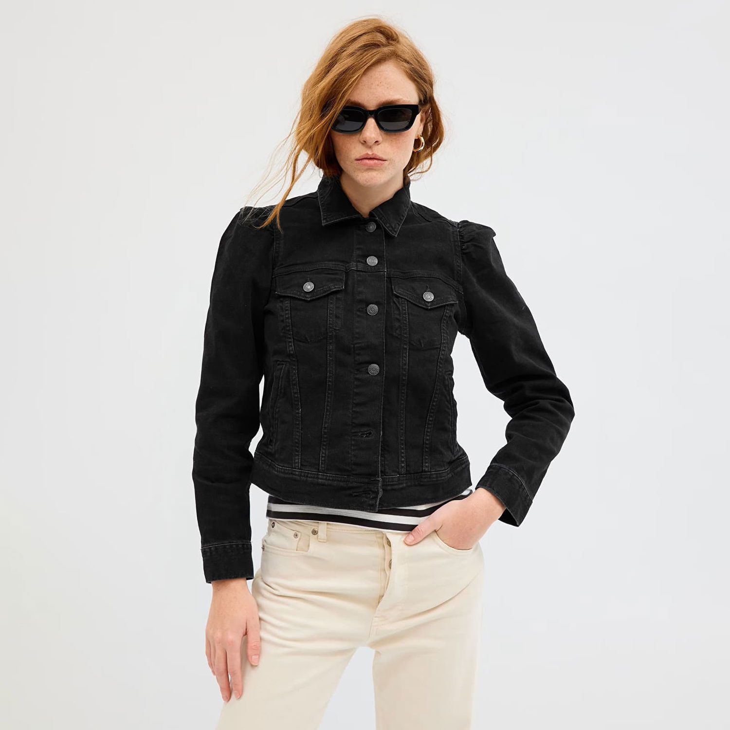 Яке GAP Puff Sleeves Denim Jacket Black Wash Черно | 635632-00, 0