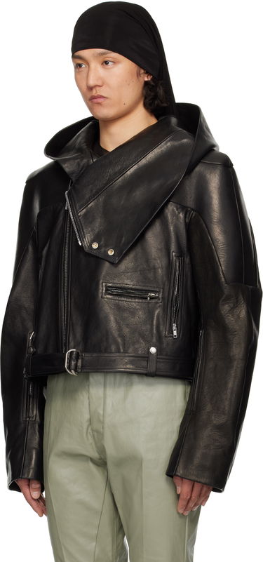 Яке Rick Owens Rick Owens Hollywood Hooded Stooges Leather Jacket Черно | RR01E5703 LNV, 3
