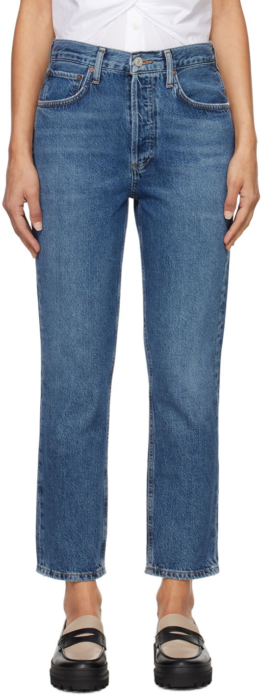 Дънки AGOLDE High Rise Straight Crop Jeans Синьо | A056B-1604, 0