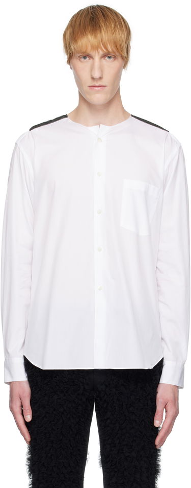 Риза Comme des Garçons Homme Plus Broad & Tulle Cotton Cloth Collarless Shirt Бяло | PO-B013-051, 0