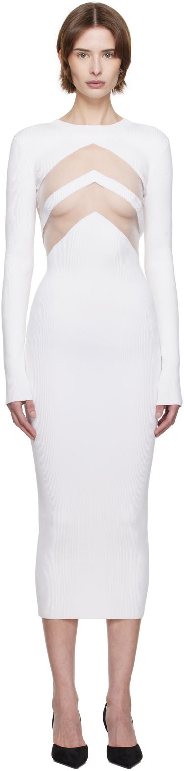 Pокля Jean Paul Gaultier Jean Paul Gaultier 'The Chevrons' Midi Dress Бяло | 25/33-F-RO379-M085-01, 0