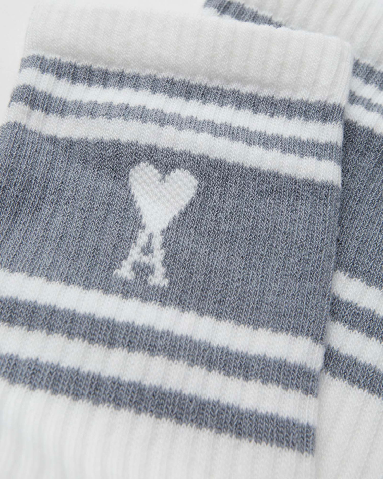 Чорапи AMI Striped Socks With Heart Logo Бяло | USC012.AW0015-4012, 1