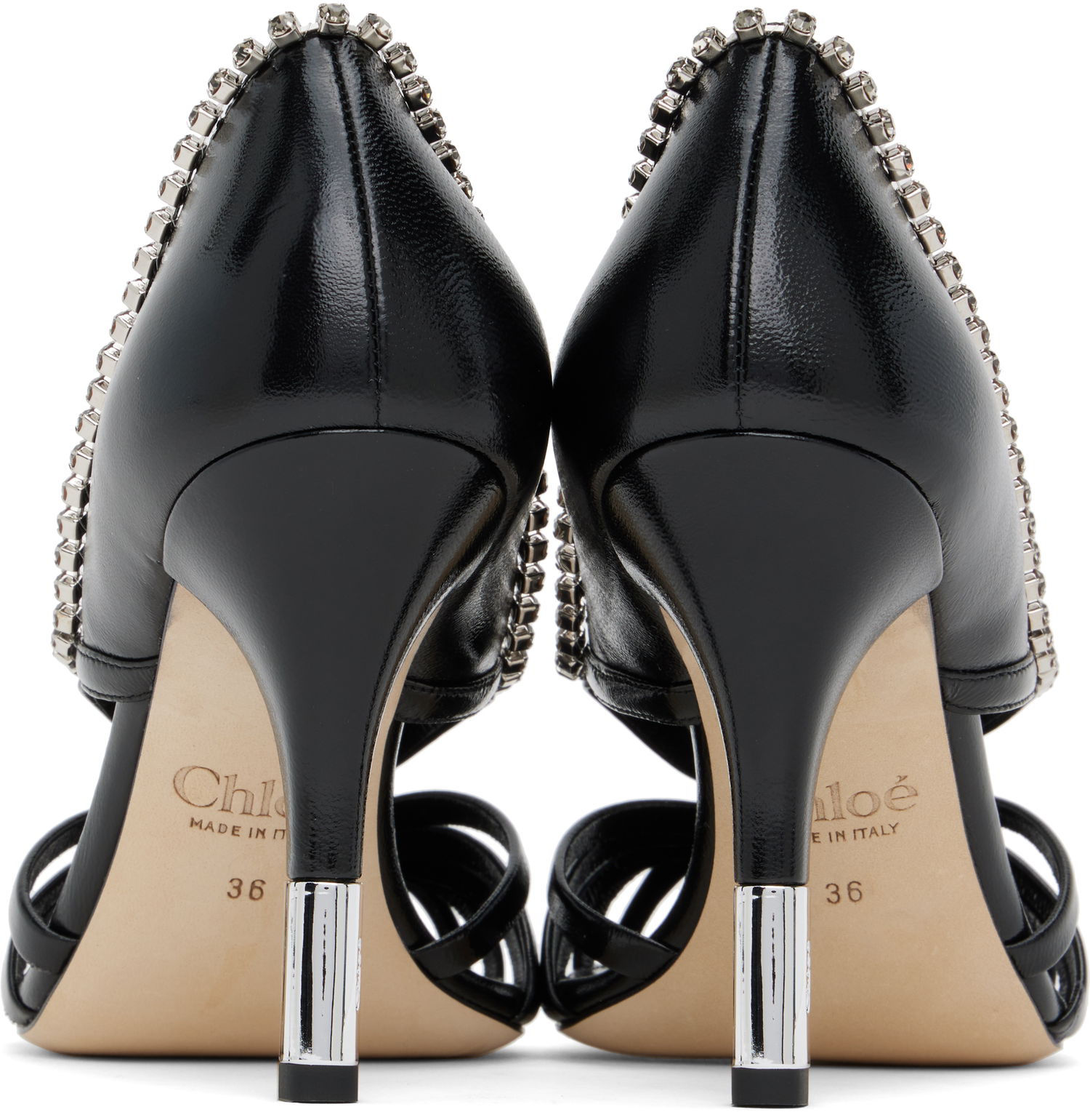 Кецове и обувки CHLOÉ Chloé Leonie Crystal-Embellished Slingback Heels Черно | CHC25S07LPP, 1