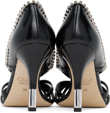 Кецове и обувки CHLOÉ Chloé Leonie Crystal-Embellished Slingback Heels Черно | CHC25S07LPP, 1