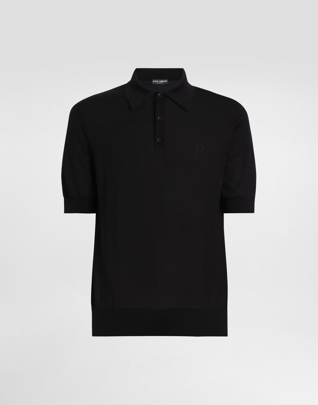 Dolce & Gabbana Silk Polo Shirt with Logo Embroidery