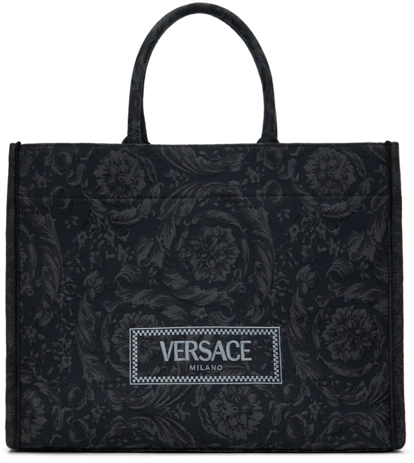 Голяма пазарска чанта Versace Barocco Athena Large Tote Черно | 1013152_1A09741