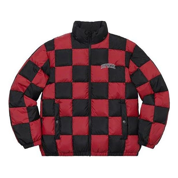 Пухо яке Supreme Checkerboard Puffy Jacket Червено | SUP-FW19-10891