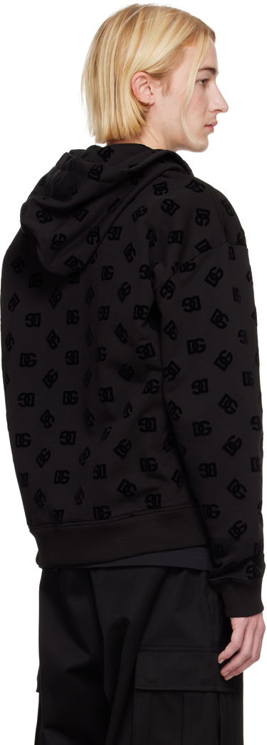 Суитчър Dolce & Gabbana Flocked Logo Zip-Up Hoodie Черно | G9AIYTG7NWD, 2