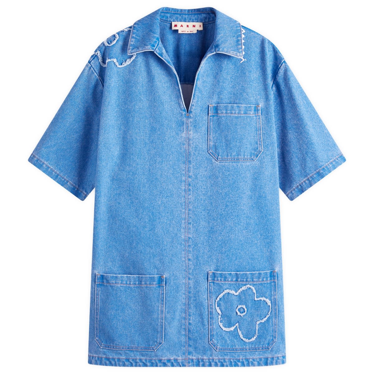 Риза Marni Marni Denim Shirt Dress with Flower Appliqué Синьо | ABJD1391QS, 0