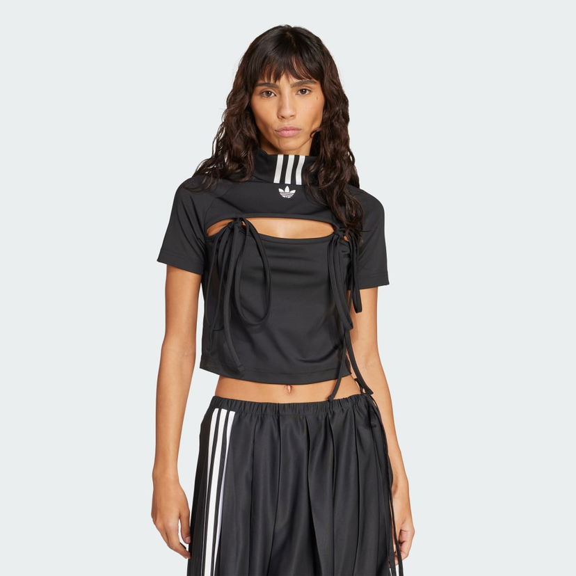 Съкратен топ adidas Performance Cutout Tie Detail Crop Top Черно | JX2537