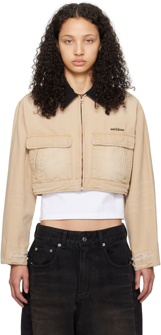 Яке We11done We11done Distressed Cropped Jacket Бежово | WD-DJ0-24-309-W-BG, 0
