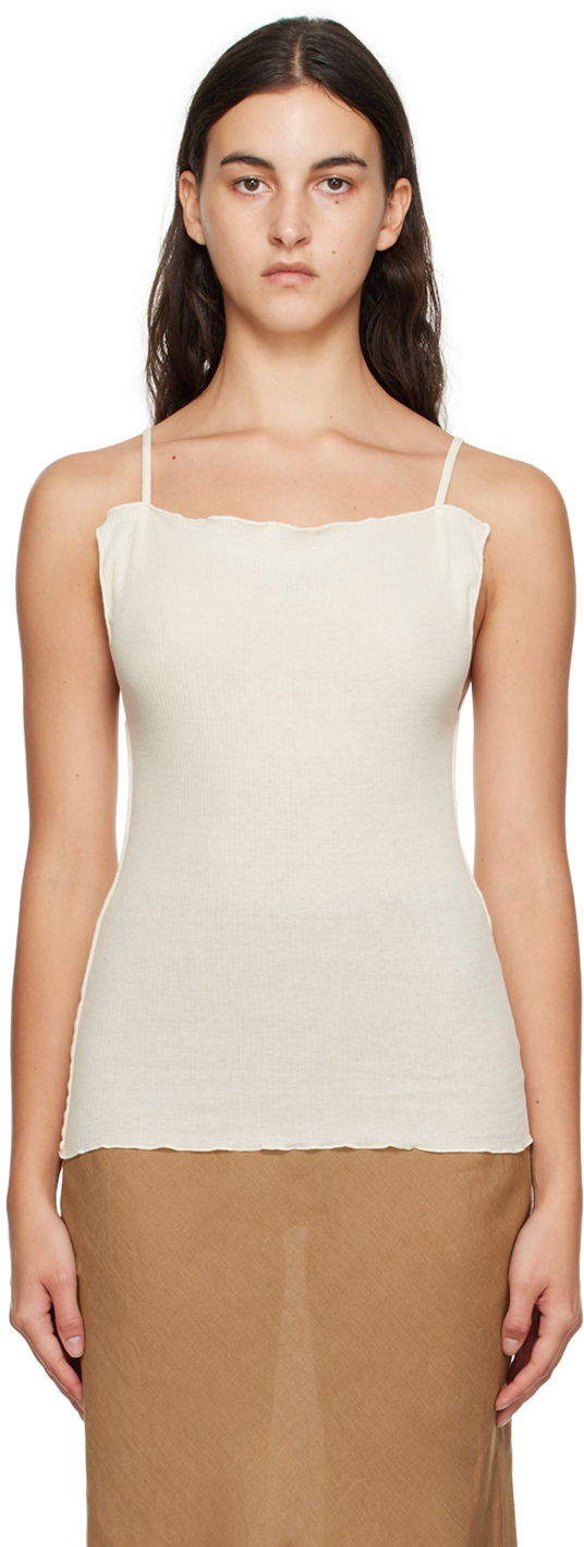 Rey Off-White Ribbed Tank Top