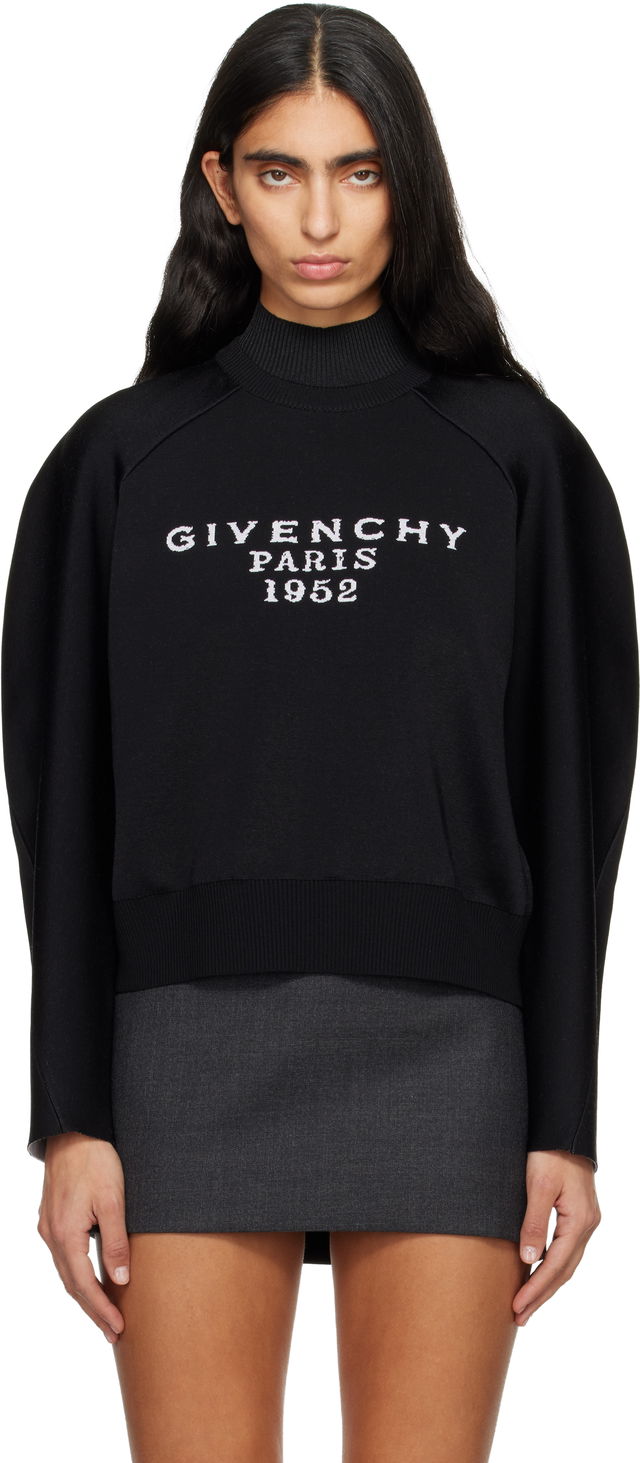 Givenchy Paris 1952 Embroidered Mock Neck Sweater