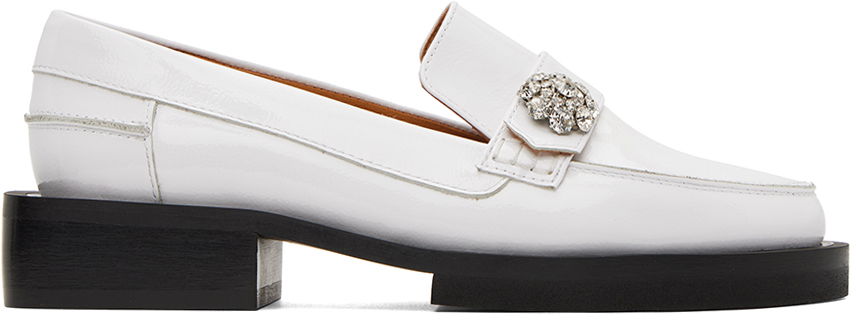 Кецове и обувки GANNI Jeweled Patent Leather Platform Loafers Бяло | S2014, 0
