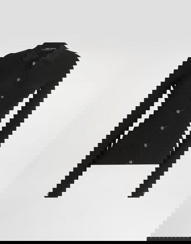 Пуловер Dolce & Gabbana Ribbed Collared Cardigan with Bejeweled Buttons Черно | FXVCPZJFMHGN0000, 0