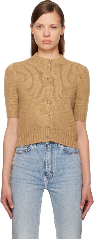 Пуловер Khaite Nora Short-Sleeve Ribbed Cardigan Бежово | 9608615, 0