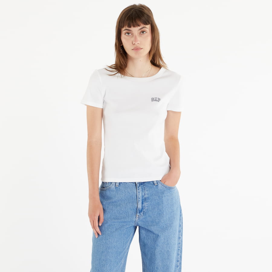 Тениска GAP V-SS Rib Tee V2 Global Бяло | 635864-01, 0