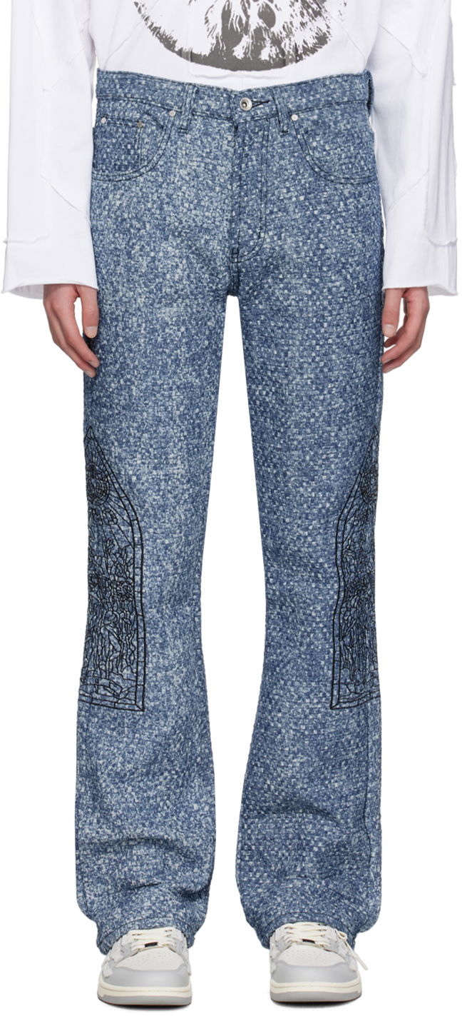Дънки Who Decides War Trucker Embroidered Flared Jeans Синьо | 1121050010SS24, 0