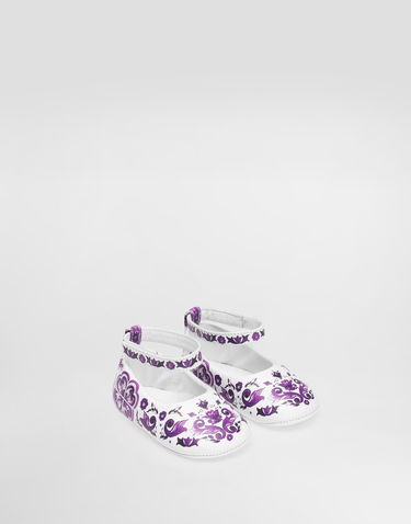 Кецове и обувки Dolce & Gabbana Dolce & Gabbana Majolica-print Nappa Leather Ballet Flats Бяло | DK0065AC513I03TN, 1
