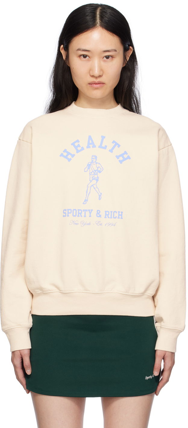 Суитчър Sporty & Rich NY Running Club Sweatshirt Бежово | CRAW2348CR