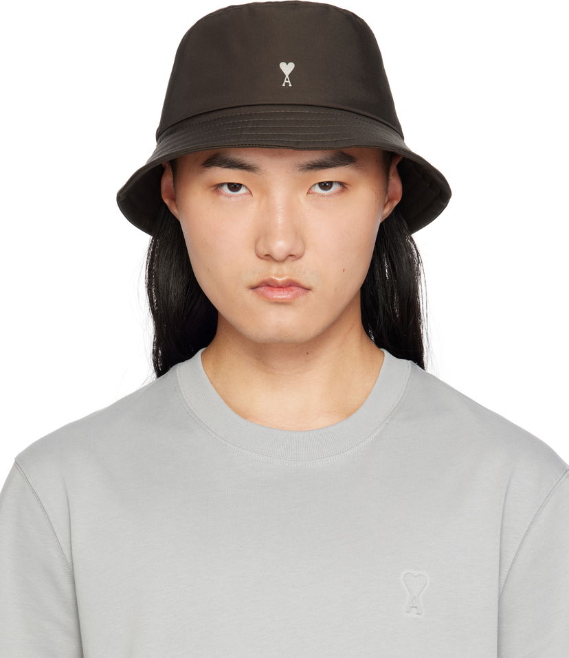 Шапка AMI Bucket Hat With Logo Кафяво | UHA241.PA0007