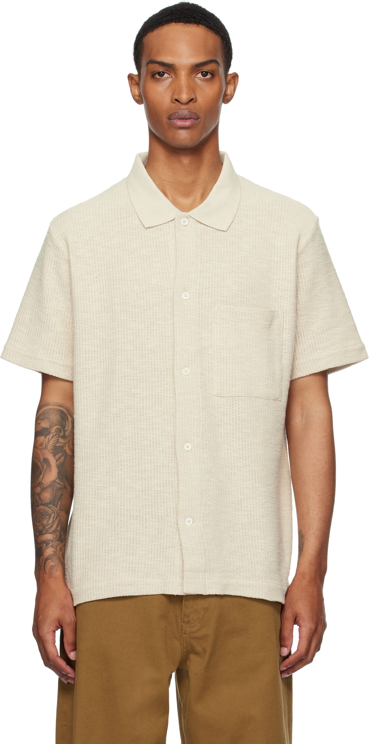 Риза NORSE PROJECTS Norse Projects Gustav Crochet Jersey Shirt Бежово | N01-0683, 0