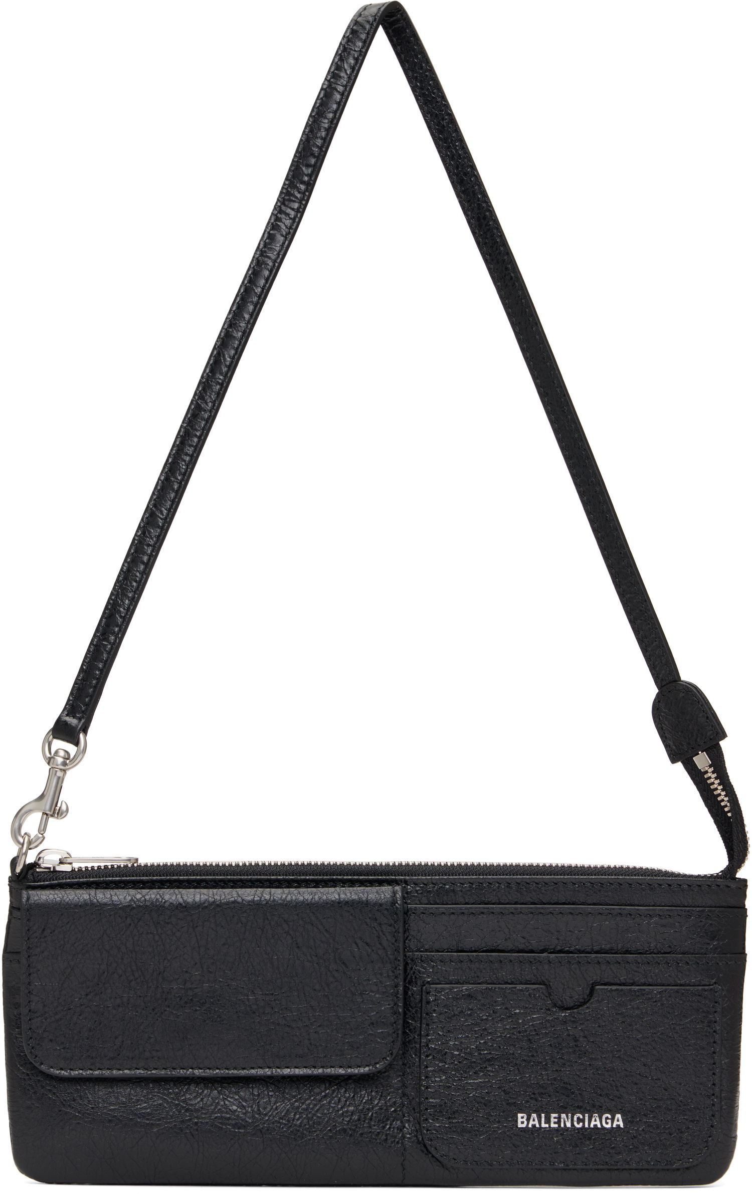 Портфейл Balenciaga Black Leather Superbusy Shoulder Pouch Bag Черно | 801956 2AA9Z, 0