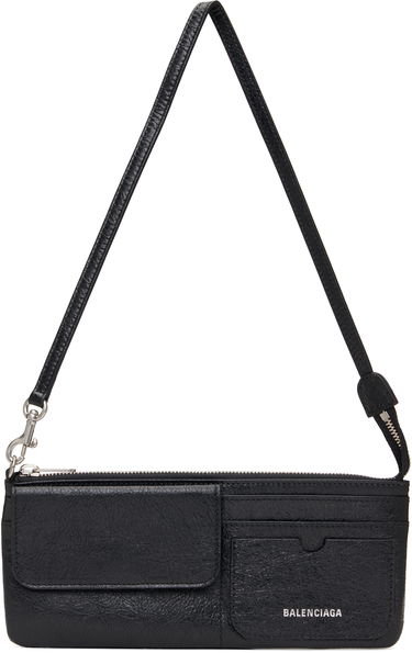 Портфейл Balenciaga Black Leather Superbusy Shoulder Pouch Bag Черно | 801956 2AA9Z, 0