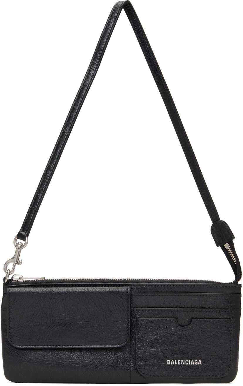 Портфейл Balenciaga Black Leather Superbusy Shoulder Pouch Bag Черно | 801956 2AA9Z