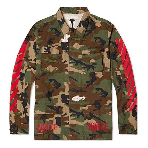 Риза Off-White Camouflage Ribbon Jacket Зелено | OMEA008F150390439920