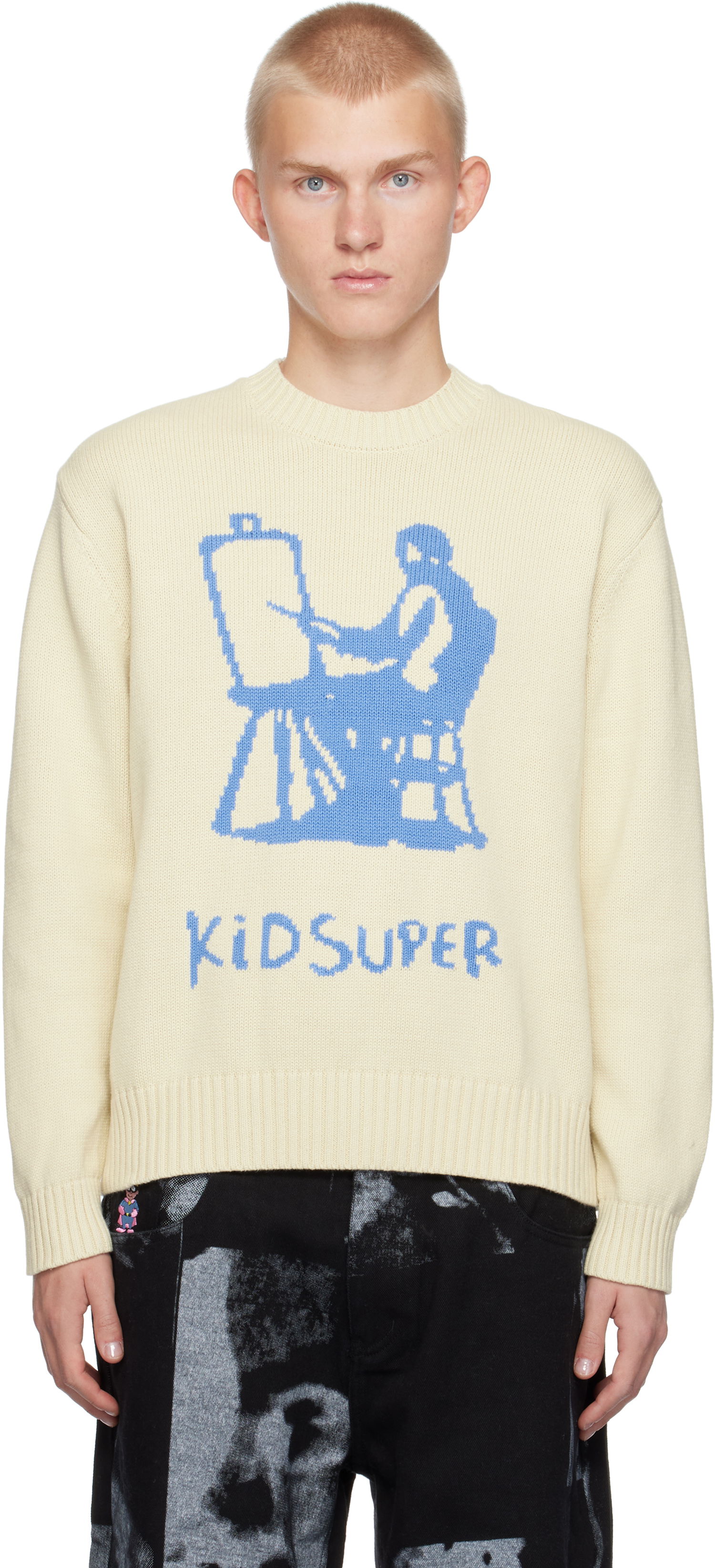 Пуловер KidSuper Painter Graphic Sweater Бежово | AW24-SW-12, 0