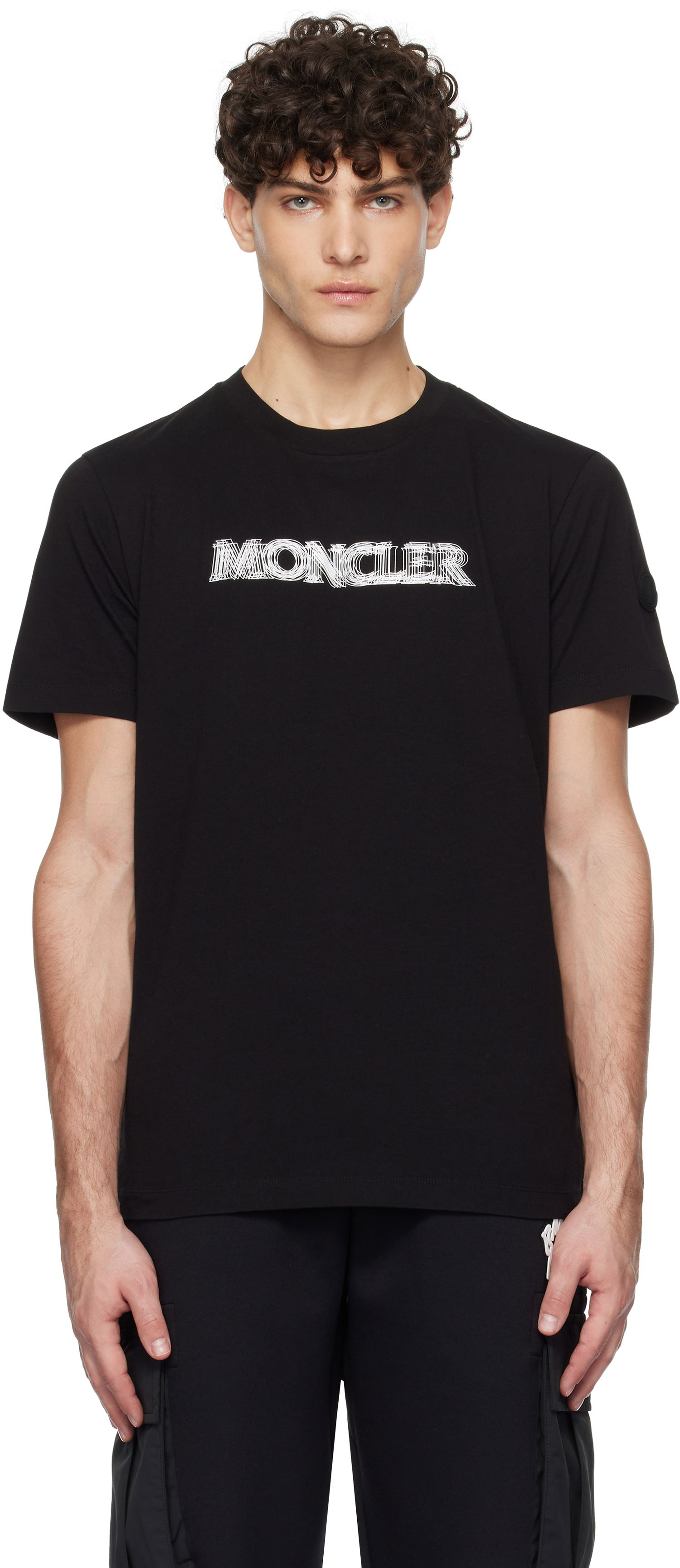 Тениска Moncler Short Sleeve T-Shirt with Logo Print Черно | K10918C0000589A17, 0