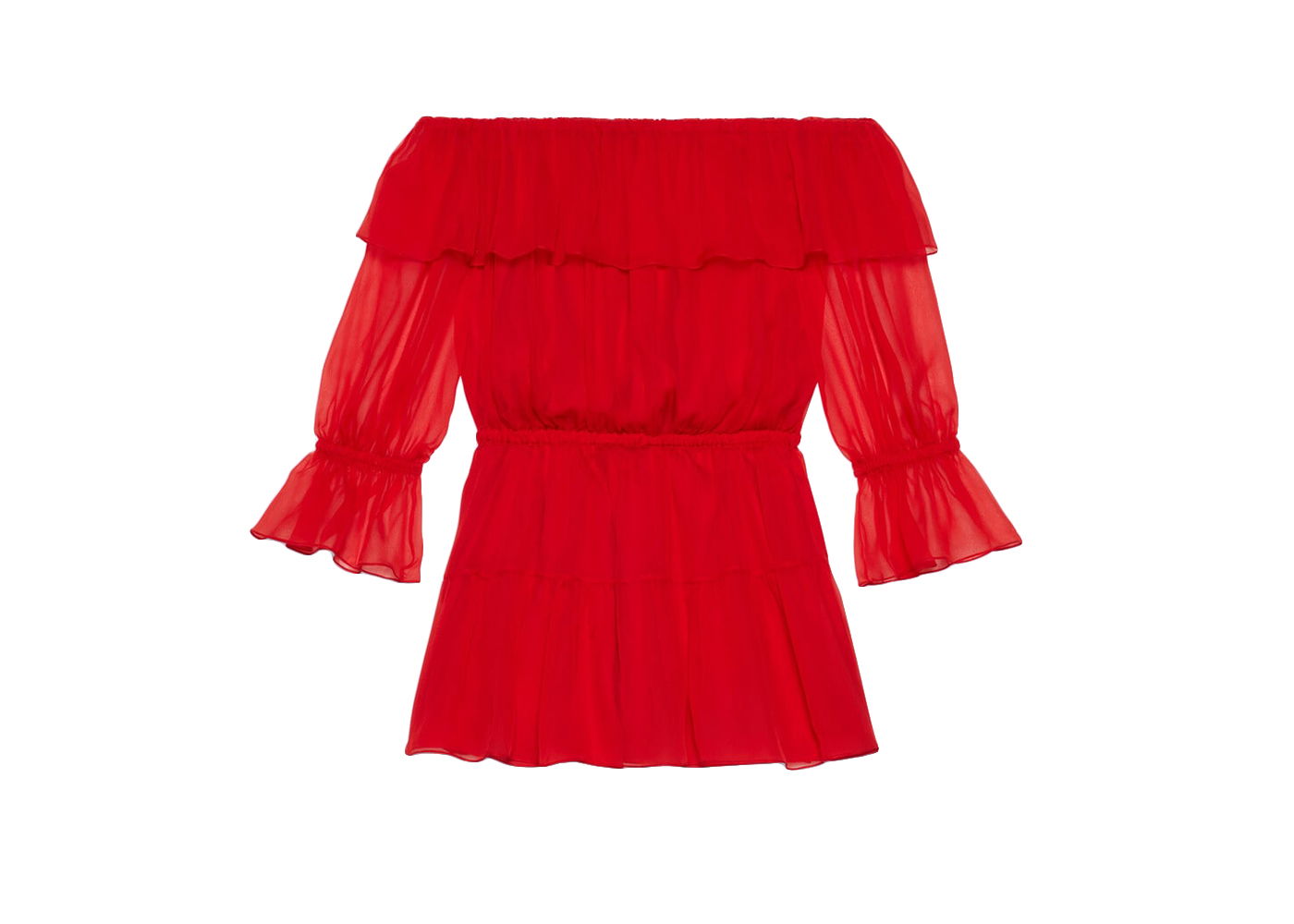 Pокля Gucci Silk Chiffon Dress Червено | 730915 ZHS57 6490, 0