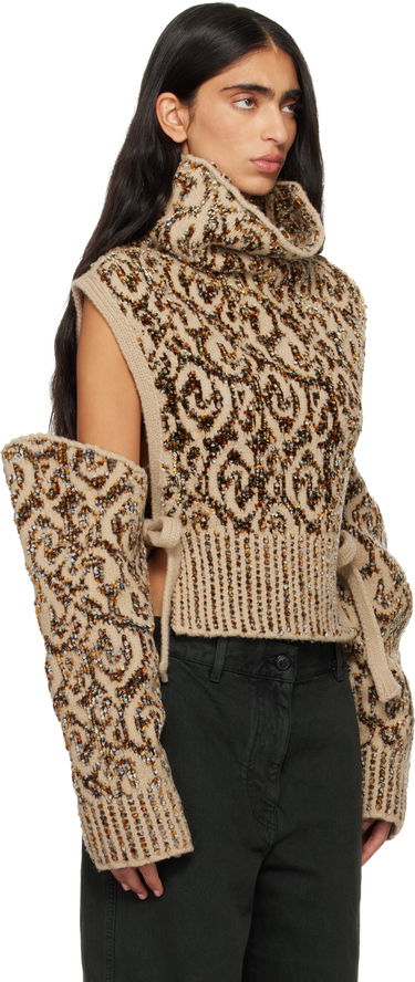 Ръкавици Dries Van Noten Dries Van Noten Jacquard Arm Warmers Бежово | 252-011245-2734, 1