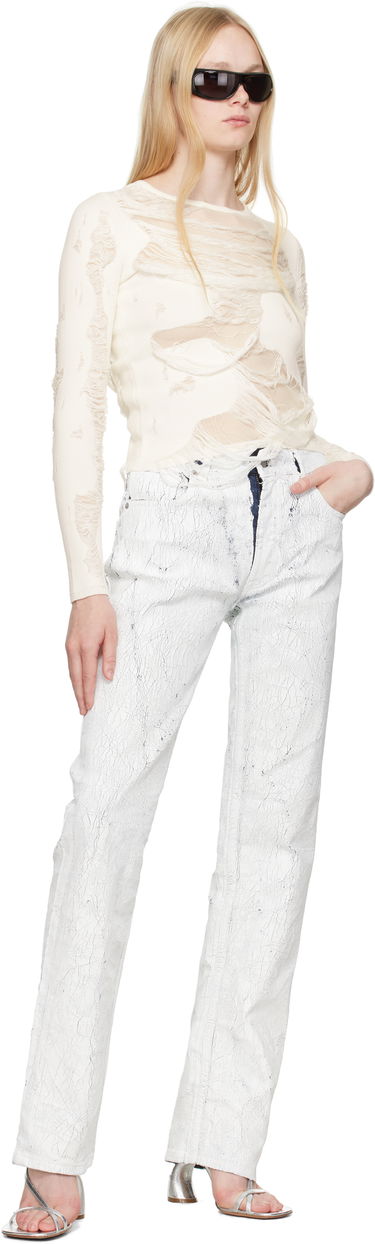 Пуловер Maison Margiela MM6 Maison Margiela Slashed Crewneck Sweater Бяло | S62HL0032 M13121, 3