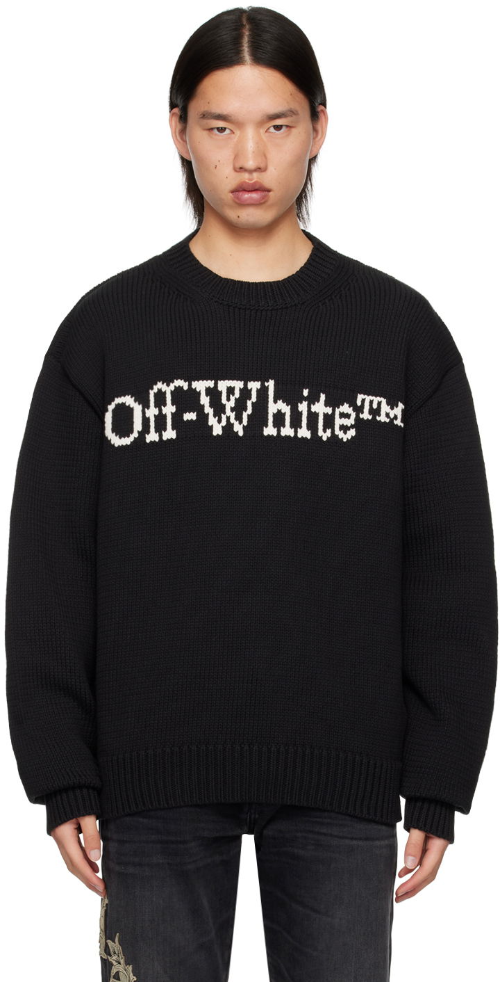 Пуловер Off-White Black Big Bookish Chunky Sweater Черно | OMHE167C99KNI0011001