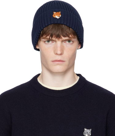 Шапка MAISON KITSUNÉ Maison Kitsuné Fox Head Beanie Тъмно синьо | PM06111KT1140, 0
