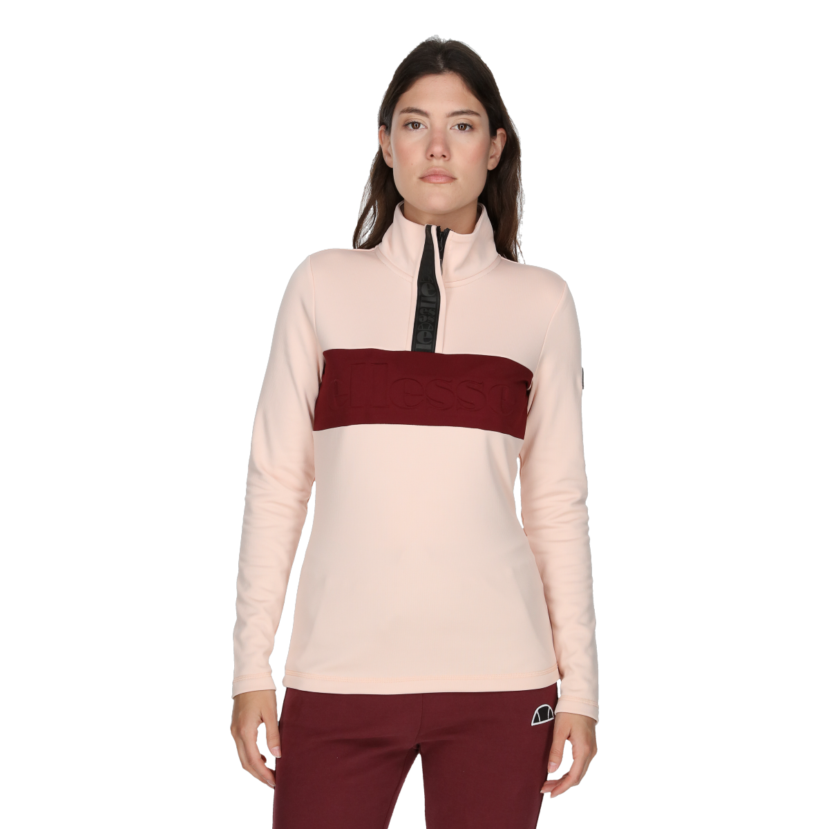 Суитчър Ellesse Mock Neck Half-Zip Fleece Pullover with Chest Stripe Розово | ELA233F612-82, 0