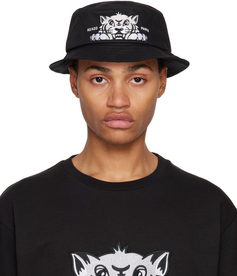 Шапка KENZO Logo Graphic Bucket Hat Черно | FF58AC624F46