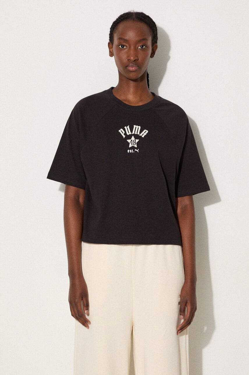 Съкратен топ Puma Classics Play Paris Relaxed Crop Top Черно | 626808, 0