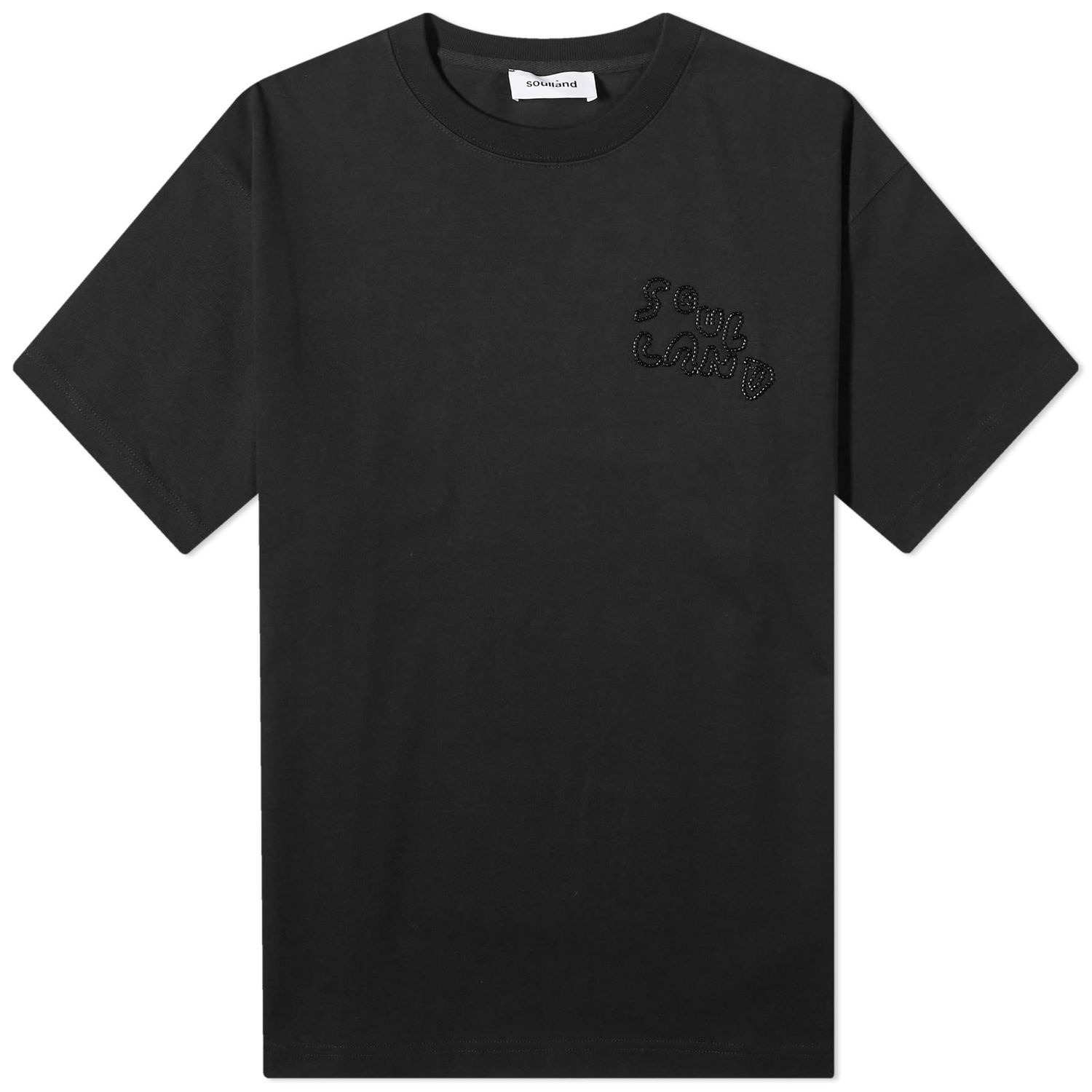 Тениска Soulland Kai Beaded Logo T-Shirt Черно | 41000-1262-BLK, 0