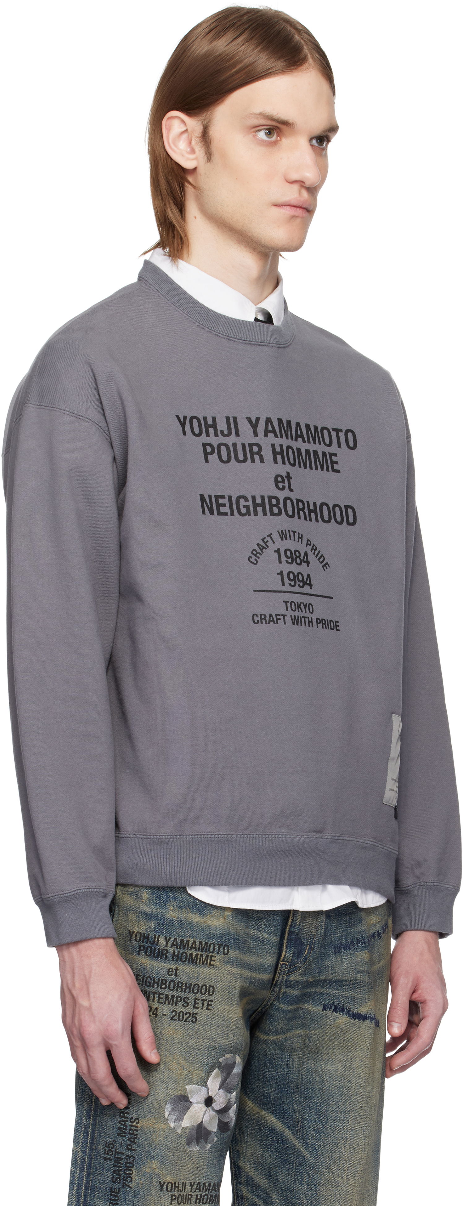 Пуловер Yohji Yamamoto Yohji Yamamoto x Neighborhood Edition Long Sleeve Sweatshirt Сиво | HP-T88-995, 1