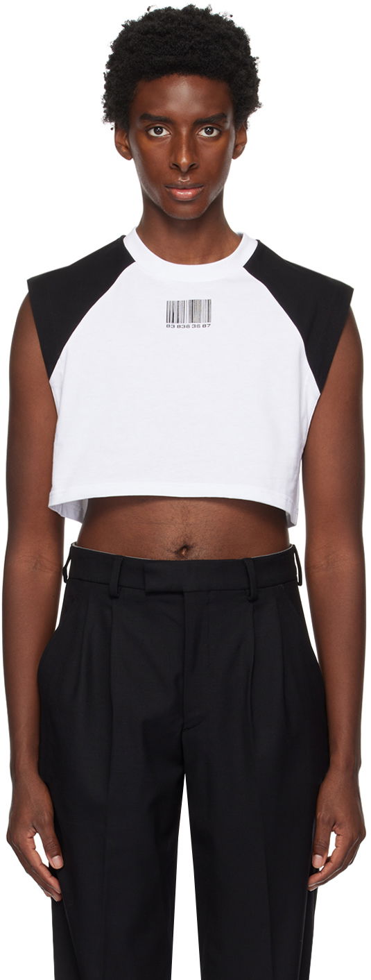 Съкратен топ VETEMENTS VTMNTS Colorblock Cropped Sleeveless T-Shirt Бяло | VL16TR640B, 0