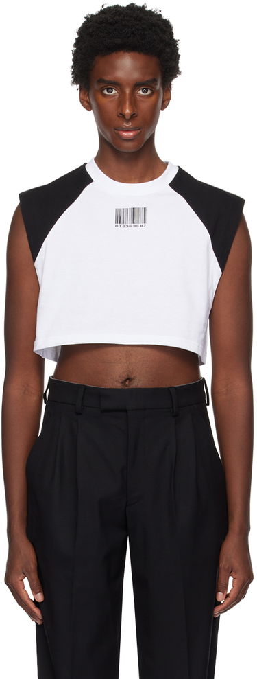 Съкратен топ VETEMENTS VTMNTS Colorblock Cropped Sleeveless T-Shirt Бяло | VL16TR640B, 0