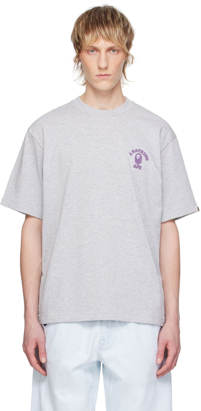 Тениска BAPE BAPE Gray College One Point T-Shirt Сиво | 001TEK301302M