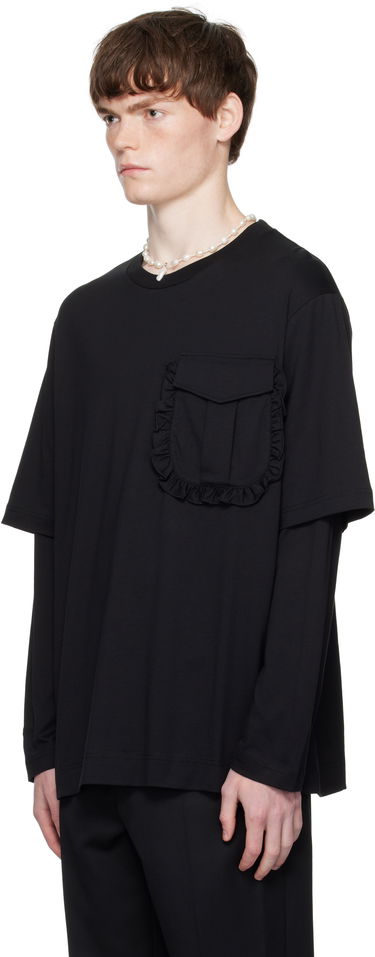 Тениска Simone Rocha Simone Rocha Layered Ruffle Pocket Long Sleeve T-Shirt Черно | 5379 0553, 3