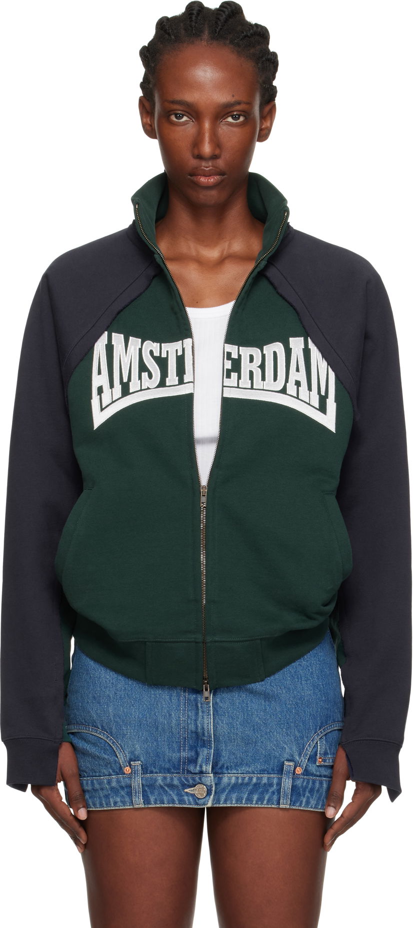Суитчър VETEMENTS Vetements 'Amsterdam' Patched Zip-Up Sweatshirt Зелено | UH76ZU760EN