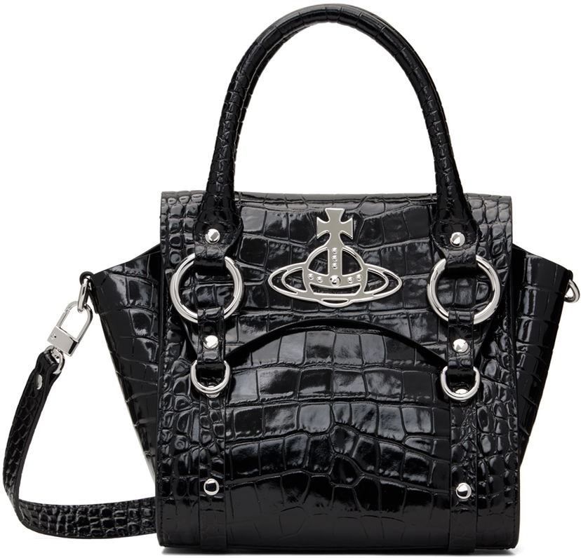 Дамска чанта Vivienne Westwood Small Croc-Effect Shoulder Bag Черно | 47030004W-L003I-